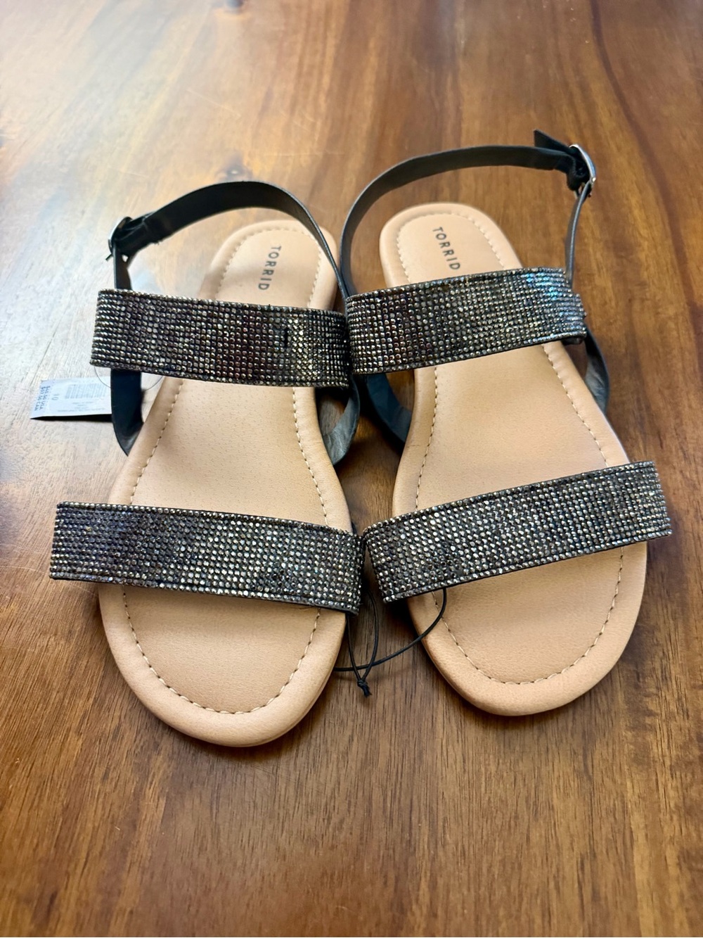 Torrid Black Rhinestone Double-Strap Sandals
